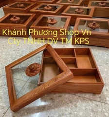 Khay mứt gỗ 5 ngăn - khay mứt gỗ 5 ngăn hình vuông