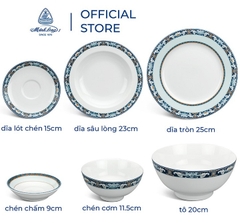 bộ chén tô dĩa Phước Lộc Thọ sứ Minh Long 12,16 món - chén tô dĩa phước lộc thọ sứ minh long