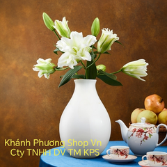 Bình hoa sứ Minh Long thân bầu cao 30cm - bình hoa sứ trắng minh long
