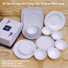 bộ bàn ăn cao cấp viền vàng sứ Minh Long - bộ tô chén dĩa cao cấp viền vàng sứ minh long