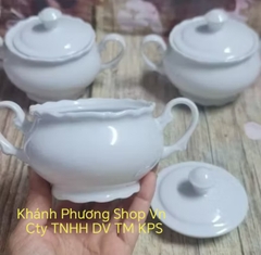 Bộ 2 hũ đựng gia vị sứ trắng Minh Long - hũ đựng gia vị có nắp