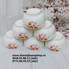 Bộ chén tô dĩa sứ hoa đào - bộ bàn ăn cao cấp hoa đào