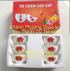 Bộ 10 chén sứ hộp xốp quà tặng cao cấp - bộ chén sứ quà tặng đựng trong hộp xốp