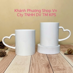 Ly sứ trắng quai hình trái tim 360ml - ly sứ trắng quai cầm trái tim