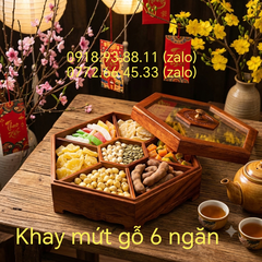 Khay đựng bánh kẹo bằng gỗ nắp kiếng cao cấp - khay đựng bánh mứt bằng gỗ