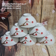 Bộ chén tô dĩa Hồng Mai 16 món gốm sứ Minh Long - tô chén dĩa hồng mai sứ minh long