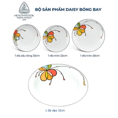 dĩa hột xoài Daisy Bóng Bay sứ Minh Long - dĩa sứ Minh Long Daisy Bóng Bay hình oval