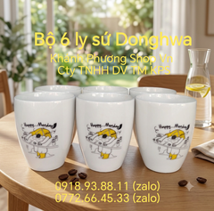 Bộ 6 ly sứ Donghwa không quai 280ml - ly sứ uống nước không quai