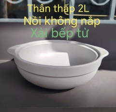Nồi sứ Minh Long thân thấp 2L màu xám xài bếp từ