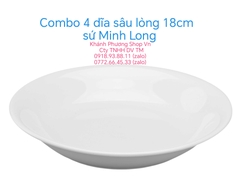 Combo 3 dĩa tròn 18cm lòng sâu gốm sứ Minh Long