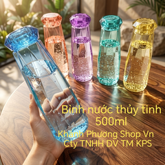 Bình nước thủy tinh nhiều màu 500ml - bình nước thủy tinh 500ml