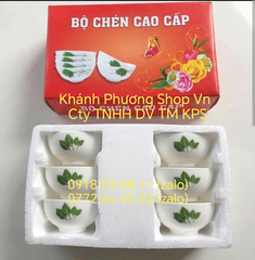 Bộ 6 chén sứ hộp xốp quà tặng cao cấp - nhận in logo theo yêu cầu