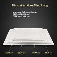 dĩa chữ nhật sứ Minh Long - dĩa hình chữ nhật sứ minh long