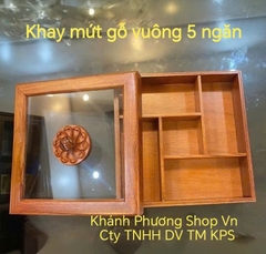 Khay mứt gỗ 5 ngăn - khay mứt gỗ 5 ngăn hình vuông