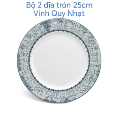 Bộ 2 dĩa tròn Vinh Quy Nhạt gốm sứ Minh Long