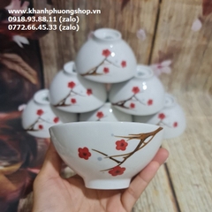 Bộ chén tô dĩa Hồng Mai 16 món gốm sứ Minh Long - tô chén dĩa hồng mai sứ minh long