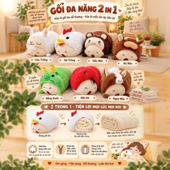 Bộ mền gối 2 trong 1 mẫu hoạt hình - bộ gối chăn đa năng 2in1 văn phòng