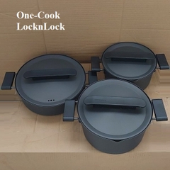 nồi nấu nhanh siêu nhẹ One-Cook Lock&Lock xài bếp ga, bếp hồng ngoại - nồi chống dính lock&lock