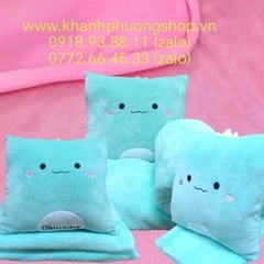Bộ mền gối 2 trong 1 khủng long xanh hình vuông