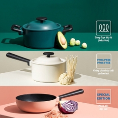 bộ nồi chảo Decore lock&lock xài bếp từ - bộ nồi chảo Decore Lock&Lock 3 món