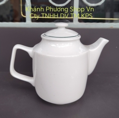 Ấm trà sứ Minh Long 0.7L nắp viền xanh lá - bình trà sứ minh long