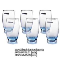bộ 06 ly thủy tinh Luminarc trắng xanh 350ml - bộ ly thủy tinh Luminarc trắng xanh