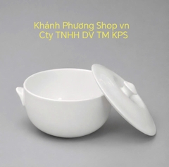 Thố sứ Minh Long có nắp 15cm - thố sứ trắng minh long 15cm
