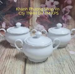 Bộ 2 hũ đựng gia vị sứ trắng Minh Long - hũ đựng gia vị có nắp