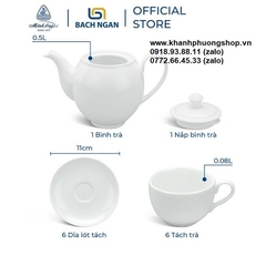 bộ ấm trà sứ minh long - bộ ấm trà sứ cao cấp