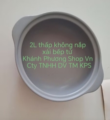 Nồi sứ Minh Long thân thấp 2L màu xám xài bếp từ