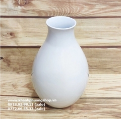Bình hoa sứ Minh Long thân bầu cao 30cm - bình hoa sứ trắng minh long