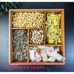 Khay mứt gỗ 5 ngăn - khay mứt gỗ 5 ngăn hình vuông