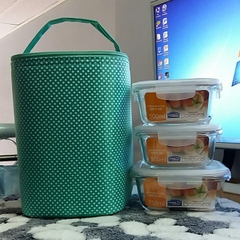 bộ hộp cơm 750ml túi chấm bi