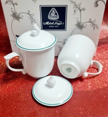 ca trà mẫu đơn sứ Minh Long viền chỉ xanh lá - bộ ly sứ minh long có nắp 0.3L