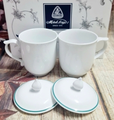 ca trà mẫu đơn sứ Minh Long viền chỉ xanh lá - bộ ly sứ minh long có nắp 0.3L