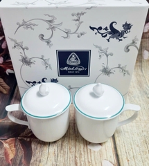 ca trà mẫu đơn sứ Minh Long viền chỉ xanh lá - bộ ly sứ minh long có nắp 0.3L