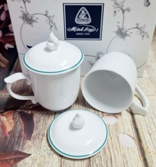 ca trà mẫu đơn sứ Minh Long viền chỉ xanh lá - bộ ly sứ minh long có nắp 0.3L