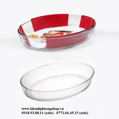 khay thủy tinh oval thổ nhĩ kỳ 18x26cm - khay thủy tinh oval chịu nhiệt