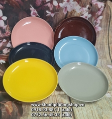 dĩa sứ Nhật cao cấp màu pastel dày đẹp - dĩa sứ tròn 20cm màu pastel