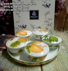 khay mứt sứ Minh Long mâm ngũ quả, mâm ngũ hoa tài lộc