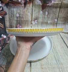 khay sứ Minh Long 30cm viền hoa quả - khay sứ tròn Minh Long 30cm