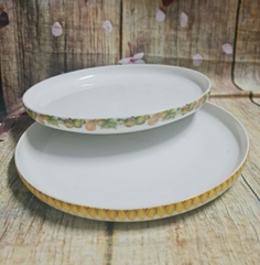 khay sứ Minh Long 30cm viền hoa quả - khay sứ tròn Minh Long 30cm