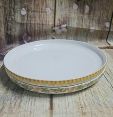 khay sứ Minh Long 30cm viền hoa quả - khay sứ tròn Minh Long 30cm