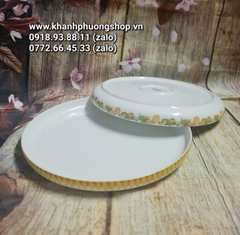 khay sứ Minh Long 30cm viền hoa quả - khay sứ tròn Minh Long 30cm