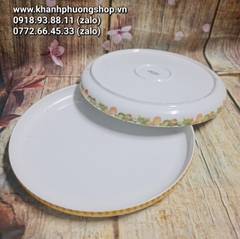 khay sứ Minh Long 30cm viền hoa quả - khay sứ tròn Minh Long 30cm