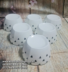 bộ 6 chén vuông họa tiết trái tim xinh xắn - bộ 6 chén vuông
