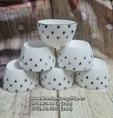 bộ 6 chén vuông họa tiết trái tim xinh xắn - bộ 6 chén vuông