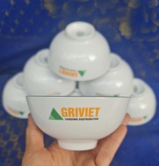 bộ 10 chén sứ Minh Long viền xanh lá (in logo các công ty) - chén sứ minh long viền xanh lá