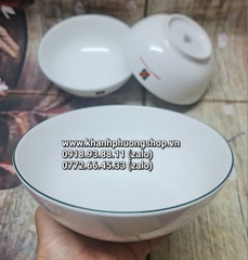 tô sứ Minh Long viền xanh lá nhiều size (có in logo quà tặng các công ty)