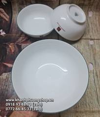 tô sứ Minh Long viền xanh lá nhiều size (có in logo quà tặng các công ty)